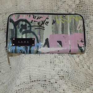 L.A.M.B. Zip Around Wallet Paint Spill Graffiti